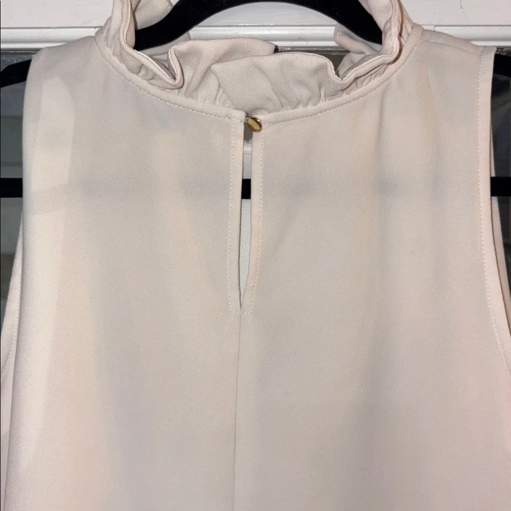 J. Crew Elegant Sleeveless Cream Ruffle Neck Top Small